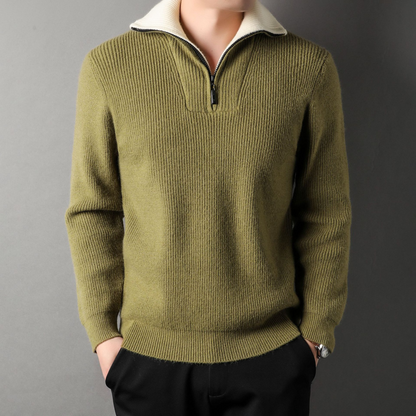 Comfortable Knitwear | Loose-Fitting Wool Sweater High Collar Zipper