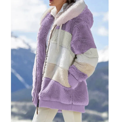 Oversized Fleece Jacket Hood Zipper