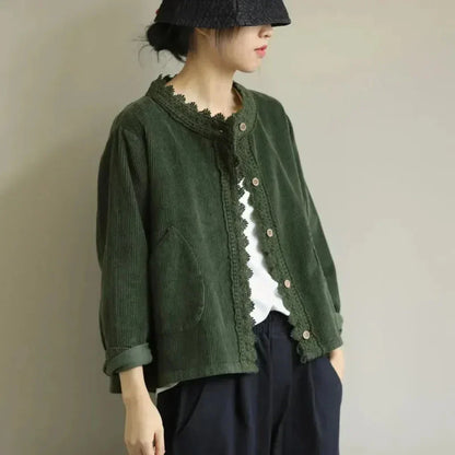 Fashionable Women's Corduroy Look Jacket