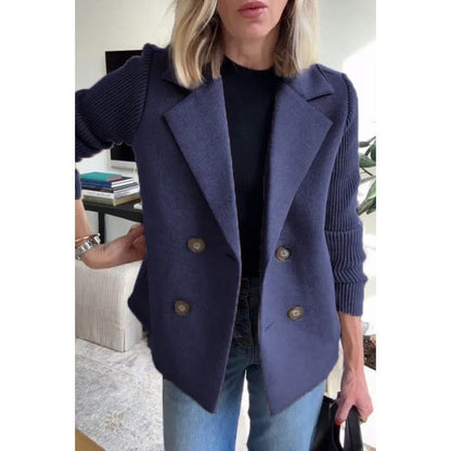 Women's Wool Coat Fitted Double Breasted Buttons