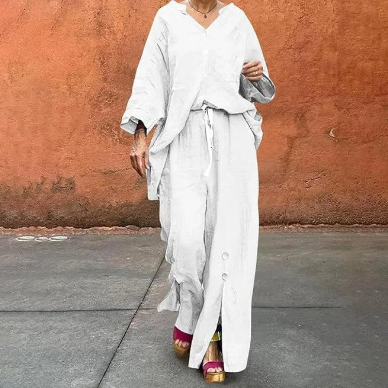 Cardigan and Trousers Set Comfortable Cotton