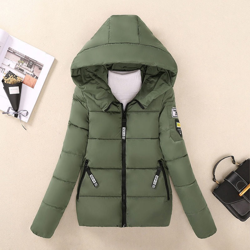 Women's Warm Quilted Winter Jacket with Hood