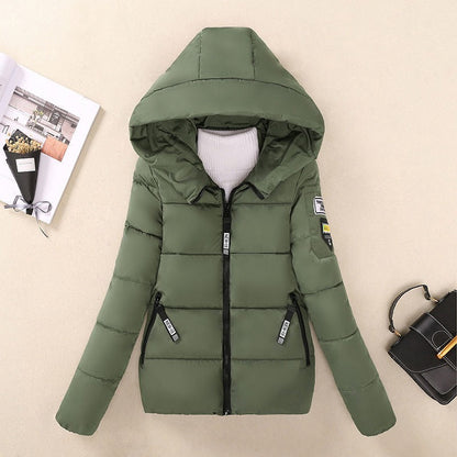 Women's Warm Quilted Winter Jacket with Hood