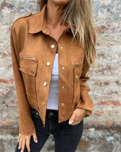 Lederjacke Weich Elegant Klassisch Reißverschluss - IdealeKleiden