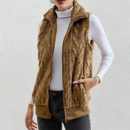 Sleeveless Fleece Jacquard Zip Dress