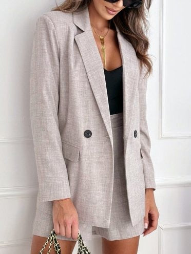 Eleganter Hosenanzug Damen Blazer Oberteil Hose - IdealeKleiden