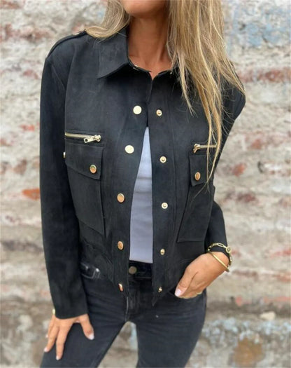 Leather jacket Soft Elegant Classic Zipper