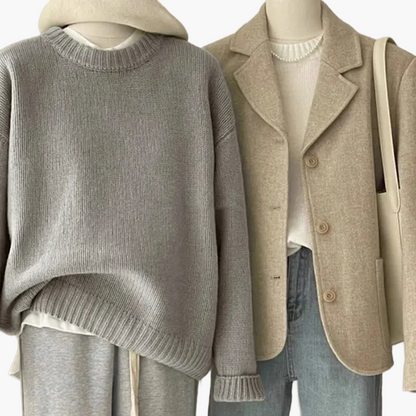 Retro Kleidungsset Japanischer Look - Strickpullover und Blazer