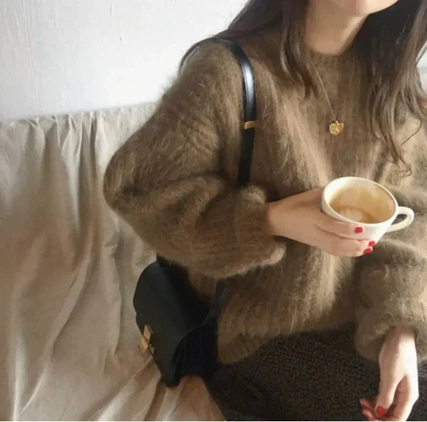 Oversized Mohair Blend Round Neck Sweater