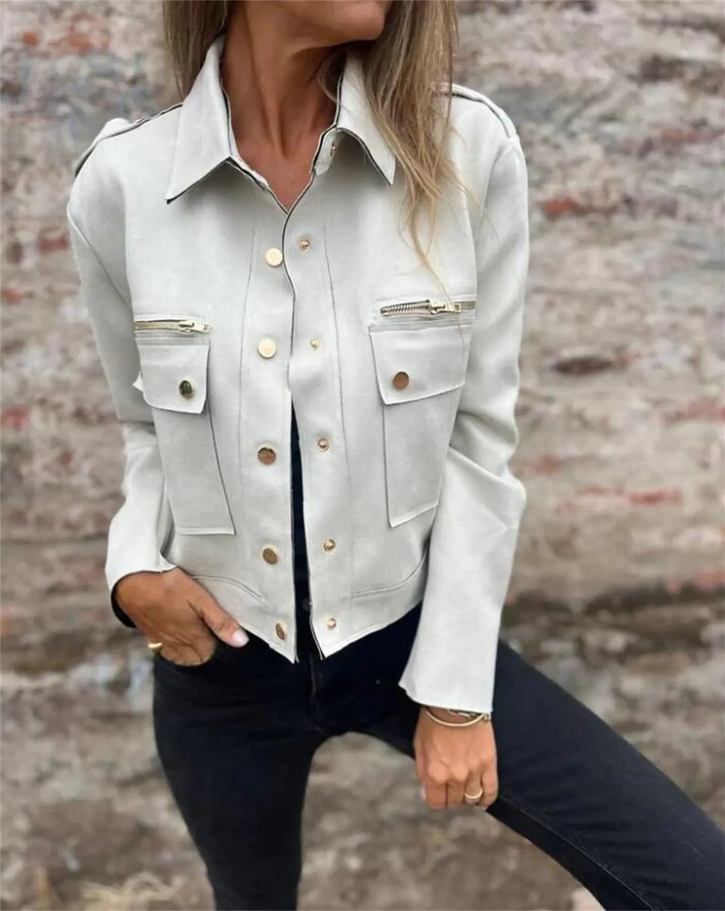 Leather jacket Soft Elegant Classic Zipper