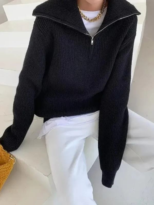 Elegant Wool Dress Casual Cut High Zipper