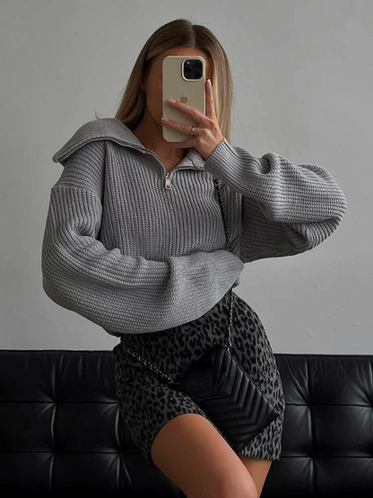 Elegant Wool Dress Casual Cut High Zipper
