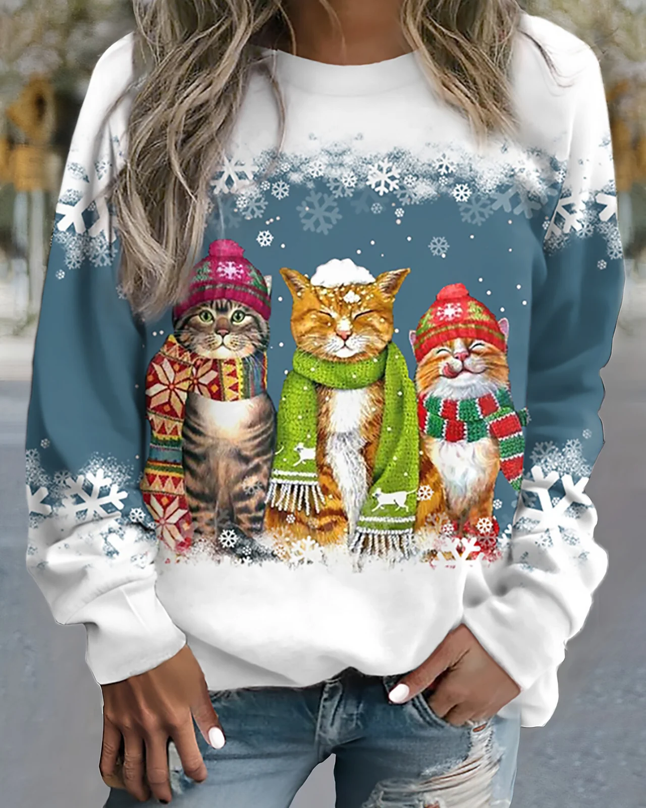 Comfortable Sweatshirt With Graphic Print Loosely Laced