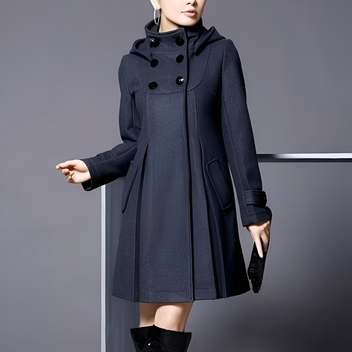 Practical women's coat casual hood pockets