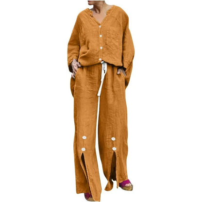 Cardigan and Trousers Set Comfortable Cotton