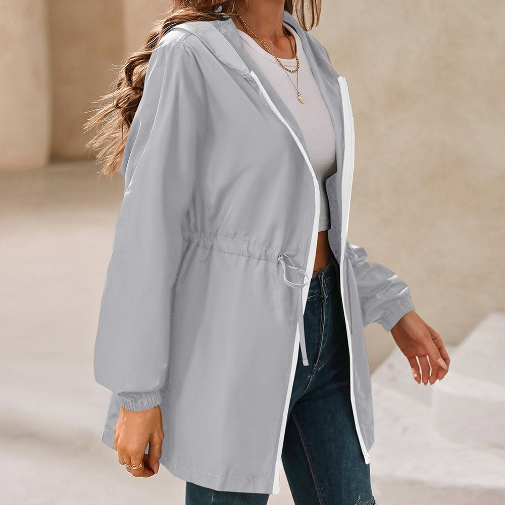 Water-repellent Rain Jacket Lightweight Hood Zipper
