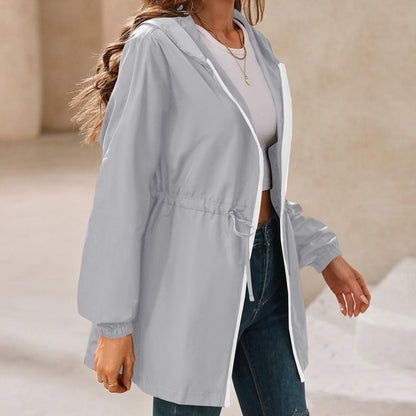 Water-repellent Rain Jacket Lightweight Hood Zipper