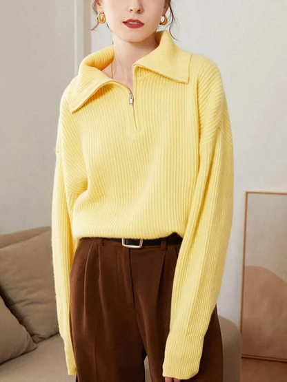 Elegant Wool Dress Casual Cut High Zipper