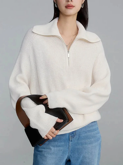Elegant Wool Dress Casual Cut High Zipper