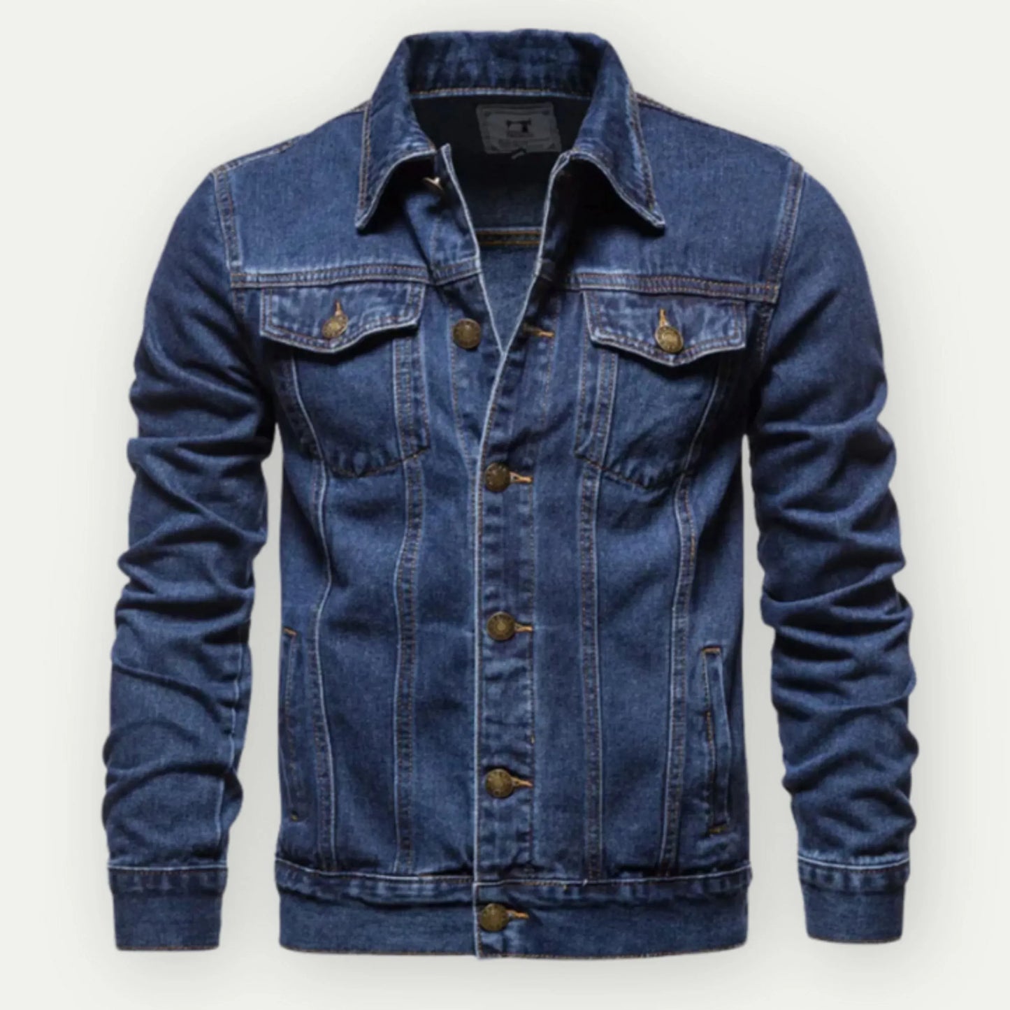 Trucker Jacket Denim Blue Fitted with Buttons
