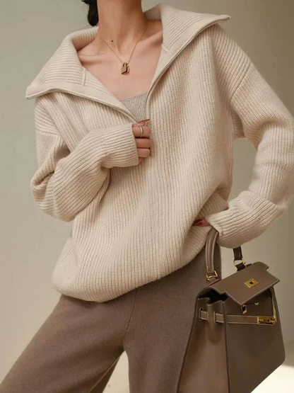 Elegant Wool Dress Casual Cut High Zipper