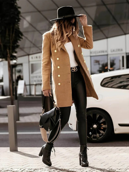 Custom-Made Wool Coat Slim Fit Double Breasted