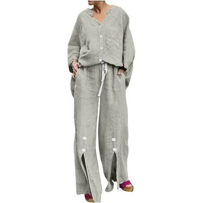 Cardigan and Trousers Set Comfortable Cotton