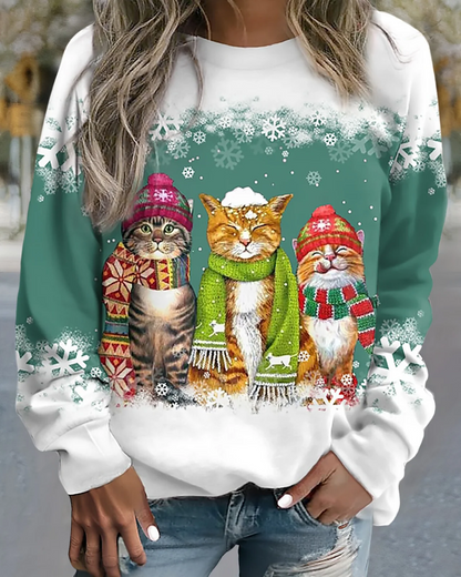 Comfortable Sweatshirt With Graphic Print Loosely Laced
