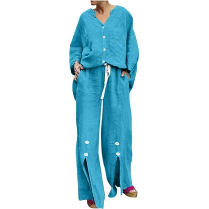 Cardigan and Trousers Set Comfortable Cotton