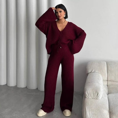 Cozy Plus Size Loungewear Set Ribbed Knit
