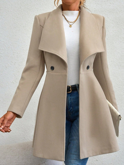 Elegant Wool Coat Slim Figure-Hugging Classic