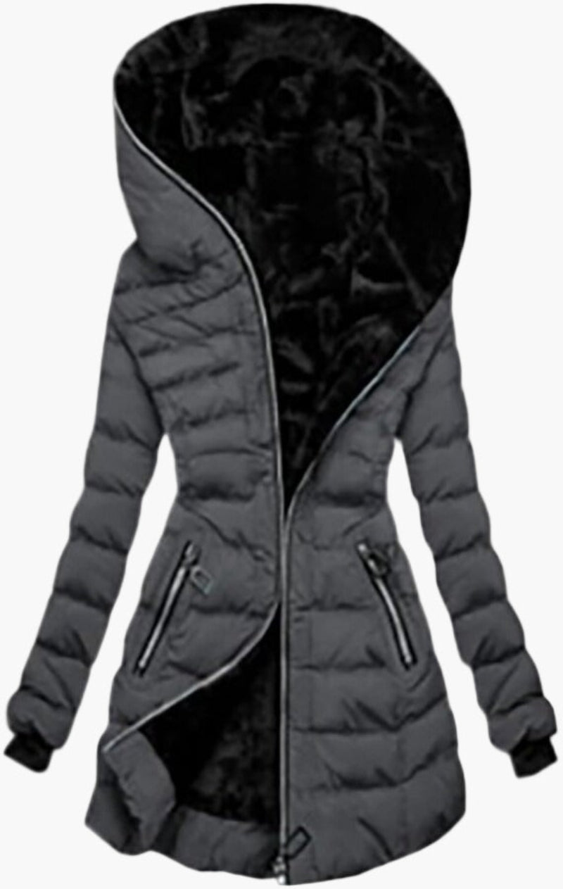 Winter Quilted Jacket Hood Asymmetrical
