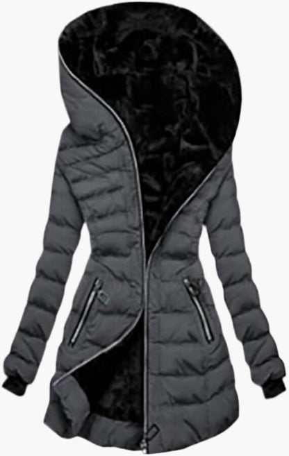 Winter Quilted Jacket Hood Asymmetrical