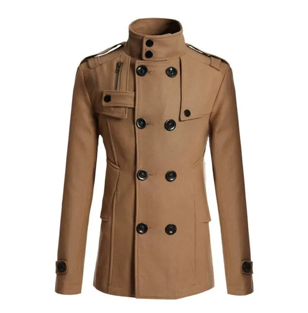 Men's Wool Slim Fit Military Look Coat