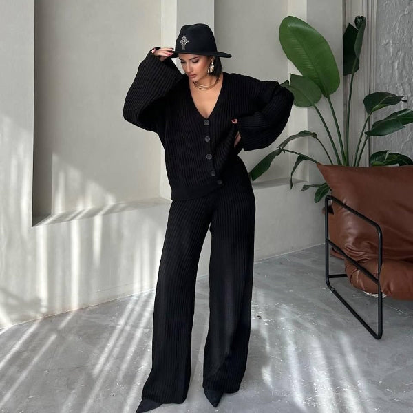 Cozy Plus Size Loungewear Set Ribbed Knit