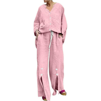 Cardigan and Trousers Set Comfortable Cotton