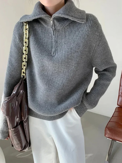 Elegant Wool Dress Casual Cut High Zipper