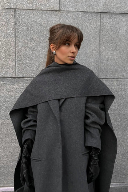 Elegant Women's Coat Cape Style Long Plus Size