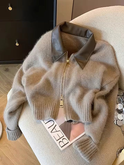 Stylische Strickjacke Modern Kragen - IdealeKleiden