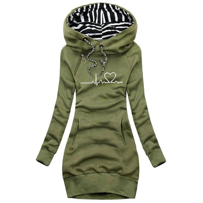 Hoodie Dress Slim Fit Printed Modern