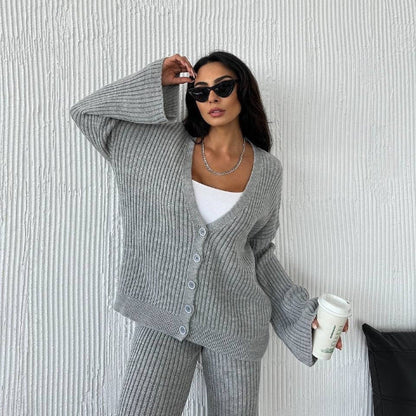 Cozy Plus Size Loungewear Set Ribbed Knit
