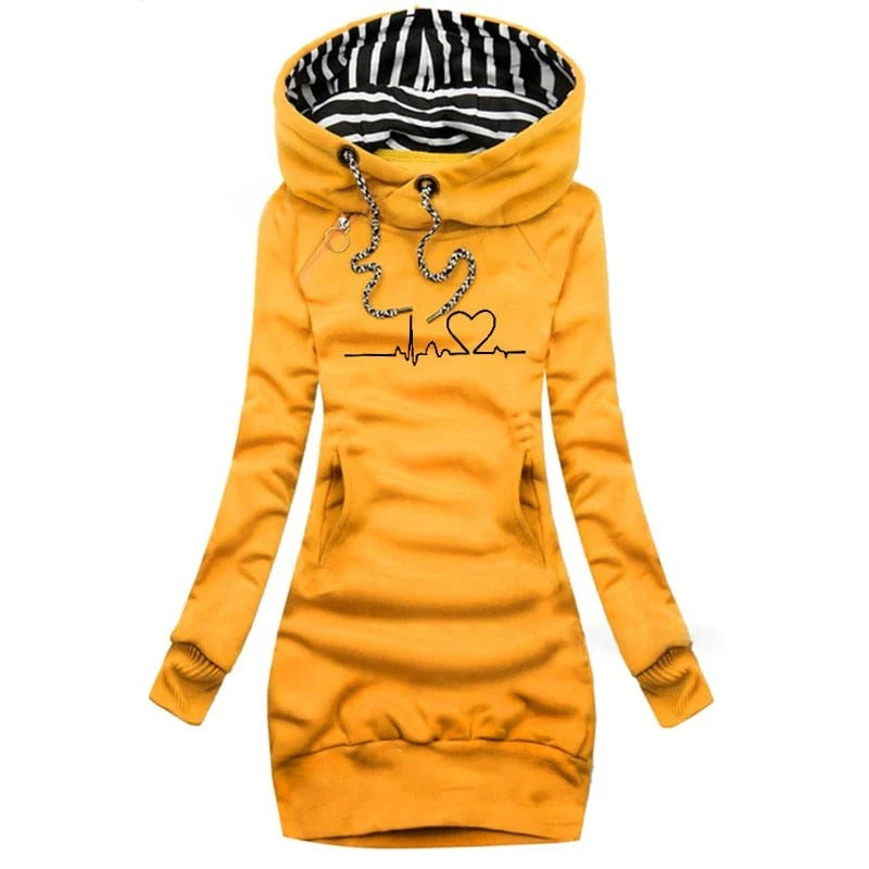 Hoodie Dress Slim Fit Printed Modern