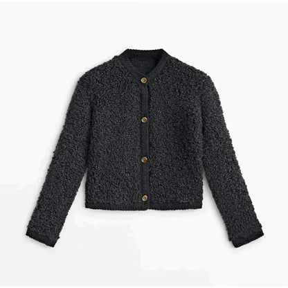 Women's Teddy Jacket Loose Fit Soft Round Neck