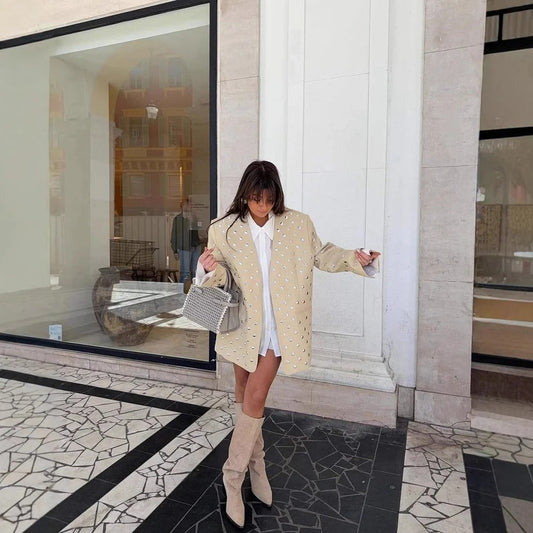 Übergröße Blazer Damen Statement Verzierungen Glamour - IdealeKleiden