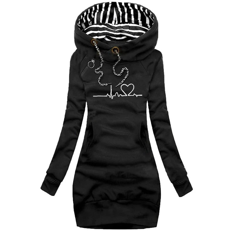Hoodie Dress Slim Fit Printed Modern