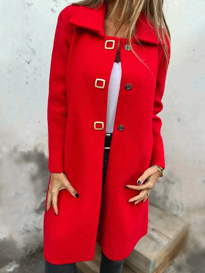 Wool Dress Elegant Knee-Length Slim