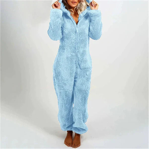 Women's Warm Fleece Onesie with Hood