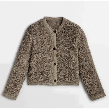 Women's Teddy Jacket Loose Fit Soft Round Neck