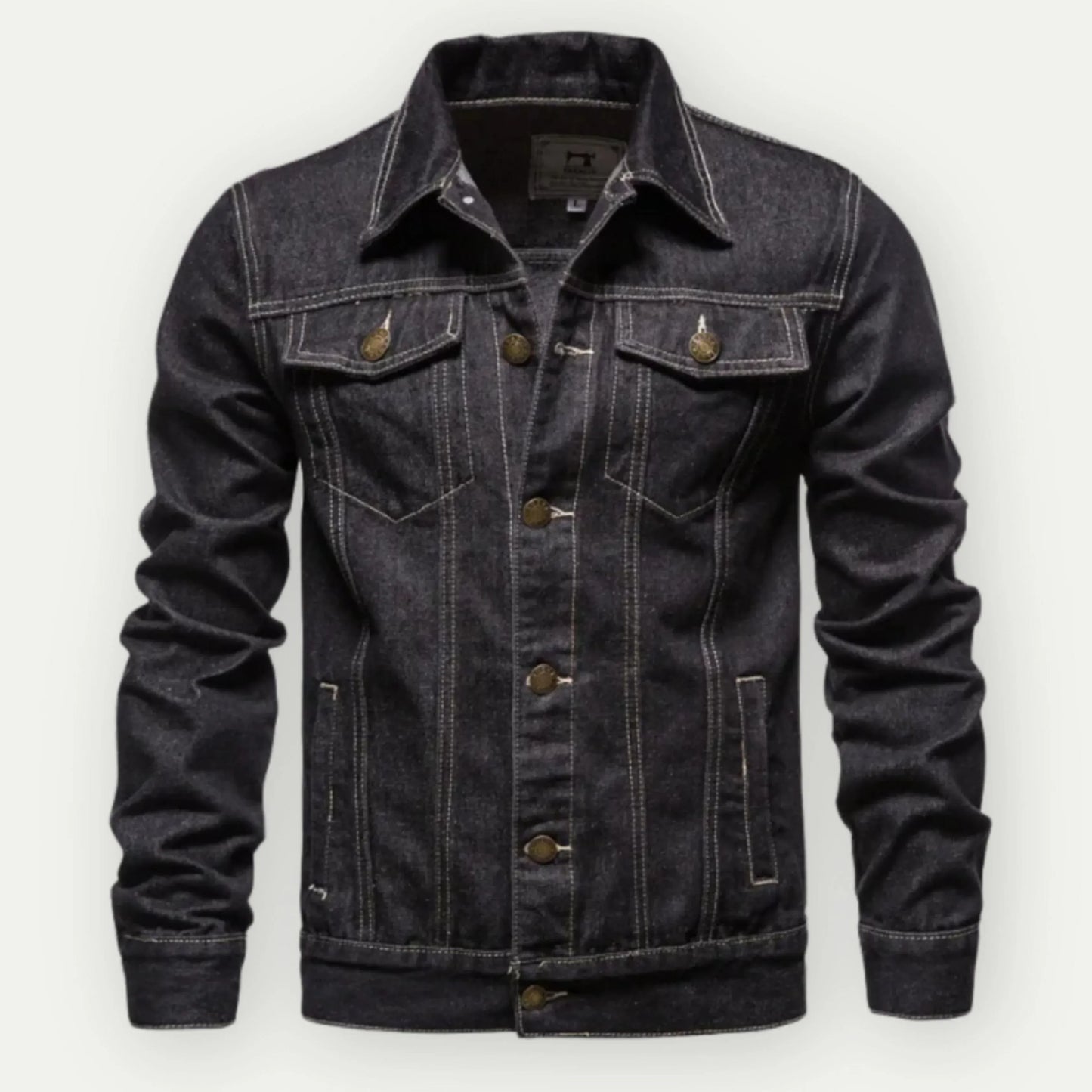 Truckerjacke Denim Blau Figurbetont mit Knöpfen - IdealeKleiden