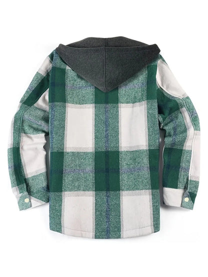 Fashionable Men's Plaid Hooded Jacket
